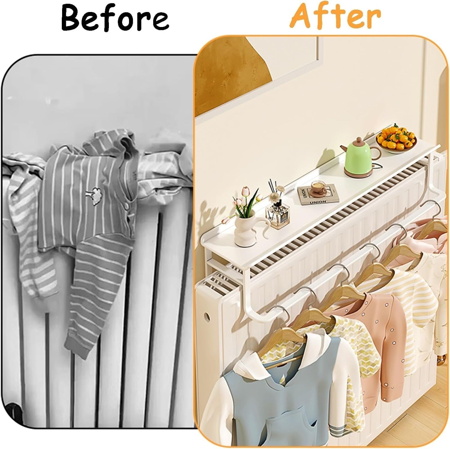 Metal Radiator Top Shelf for Plants, Towels & Home Storage 50cm White