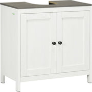 Under Sink Bathroom Cabinet Grey 60cm, Double Doors, Freestanding Storage Unit