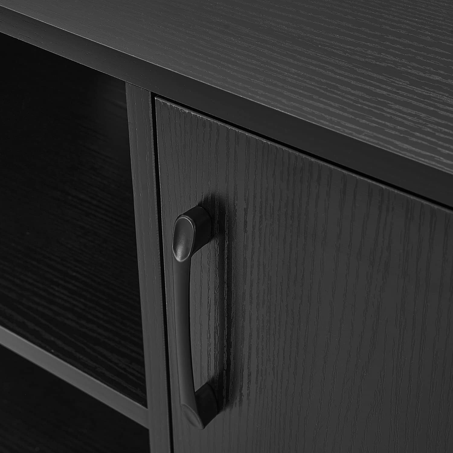 TV Stand Cabinet for 70" TV, Modern Black Unit with Storage & Shelves