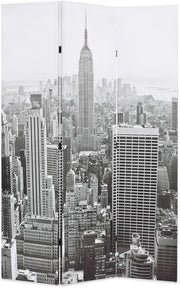 New York Black & White Folding Room Divider 120x170cm Wood Screen