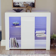 White LED Sideboard RGB Cabinet High Gloss Storage Unit Modern Display