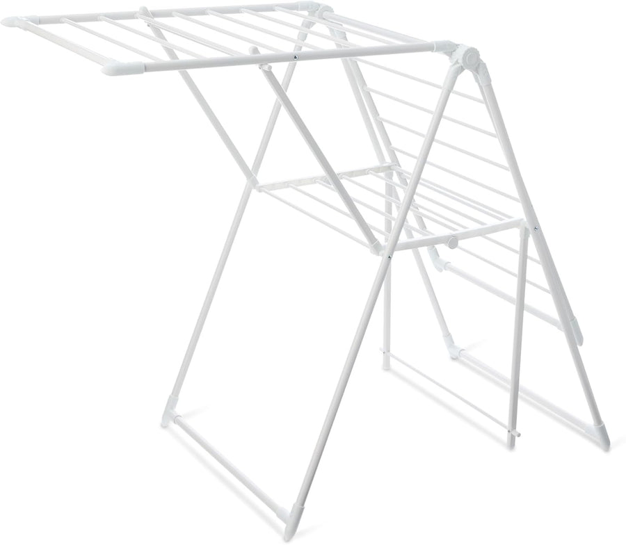 2 Wing Folding Clothes Airer Large Metal Laundry Drying Rack Indoor