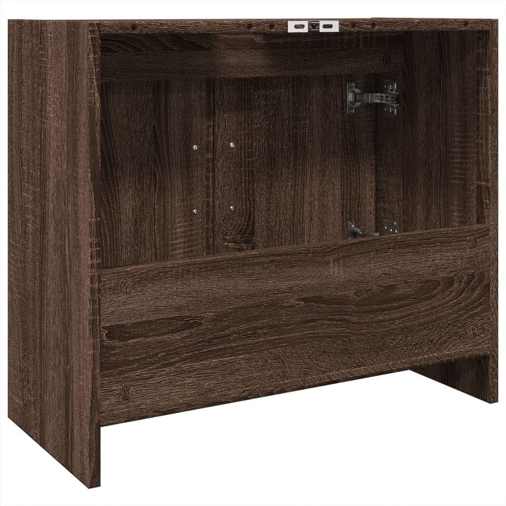 Modern Brown Oak Bathroom Sink Cabinet with 2 Doors – Moisture-Resistant Storage