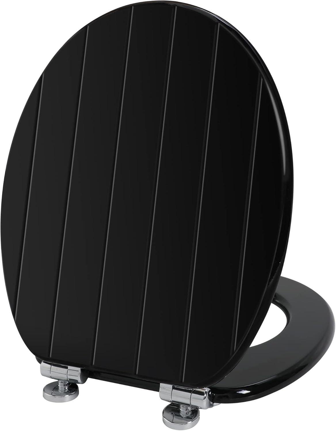 Black Wooden Toilet Seat Soft Close Quick Release Antibacterial Oval