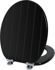 Black Wooden Toilet Seat Soft Close Quick Release Antibacterial Oval