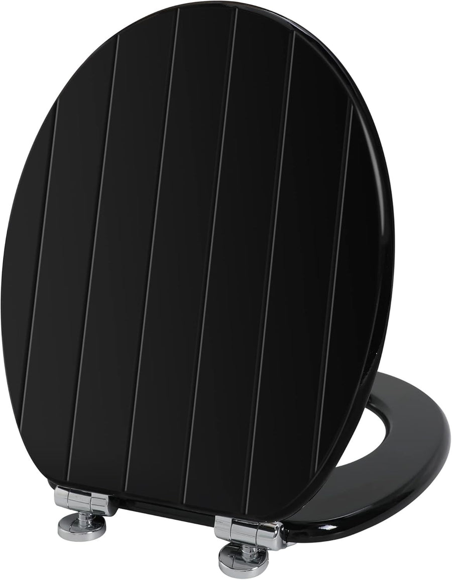 Black Wooden Toilet Seat Soft Close Quick Release Antibacterial Oval