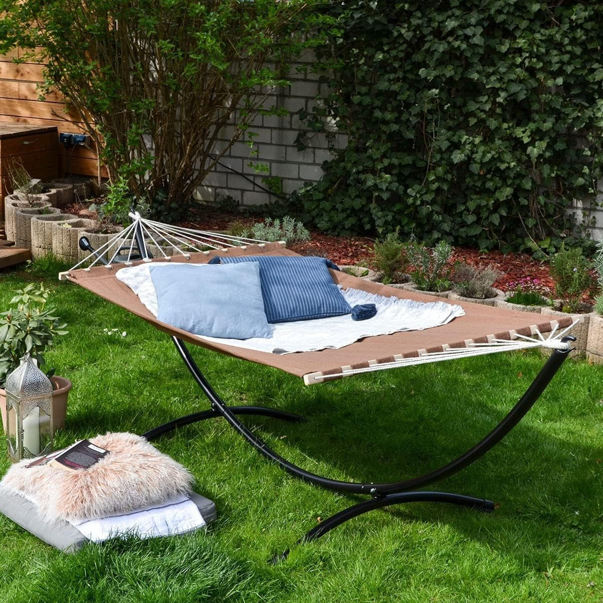 XXL Double Hammock with Wooden Spreader Bars | 200×120cm Indoor Outdoor Bed