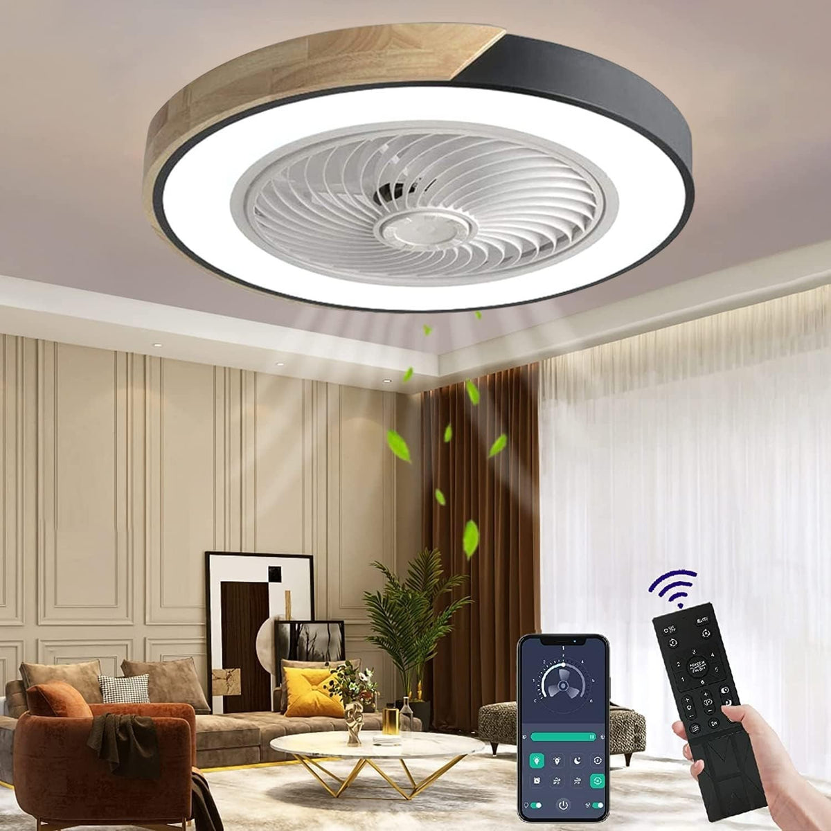 50cm Wildcat Ceiling Fan Light, 6-Speed Dimmable Reversible LED, Quiet Black