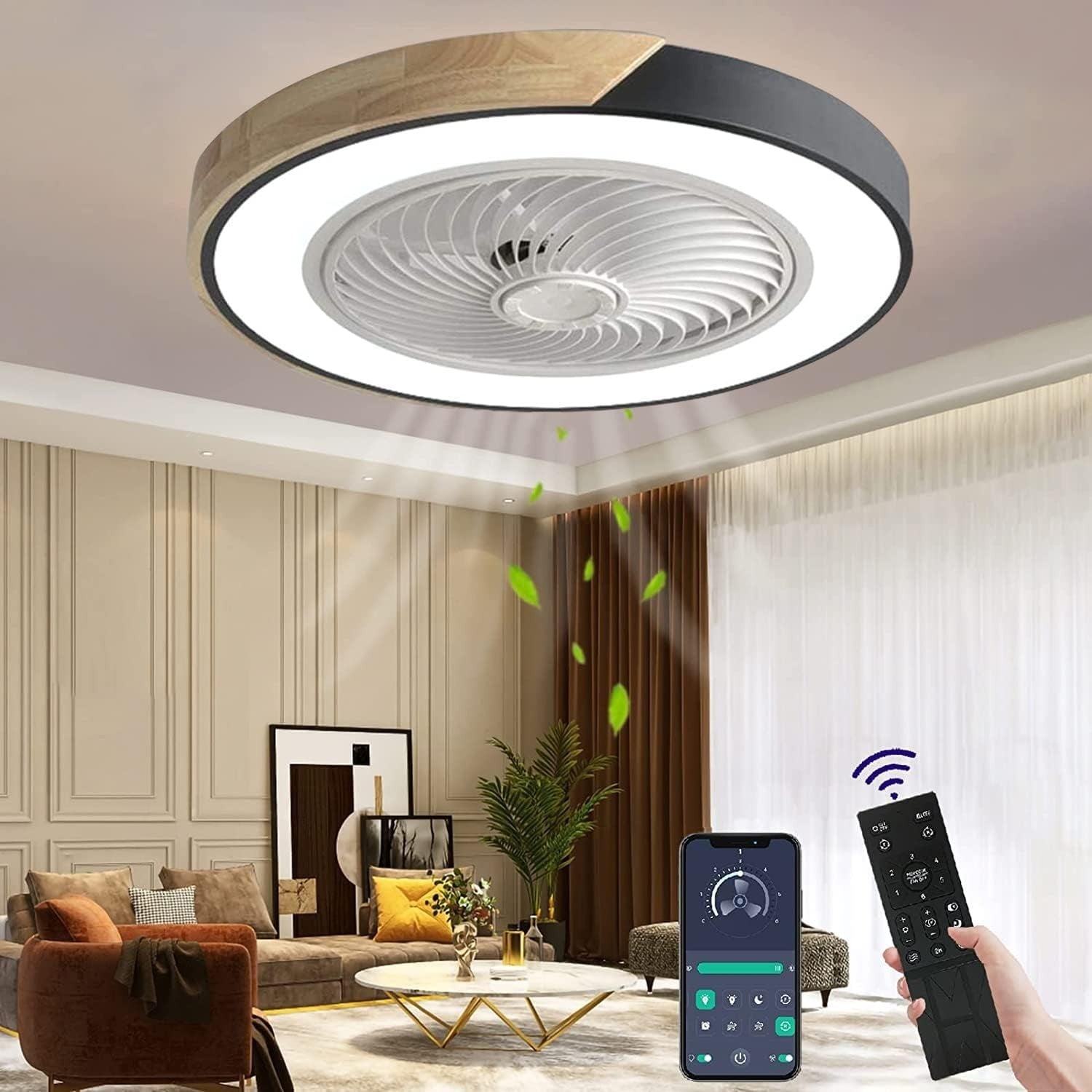 50cm Wildcat Ceiling Fan Light, 6-Speed Dimmable Reversible LED, Quiet Black