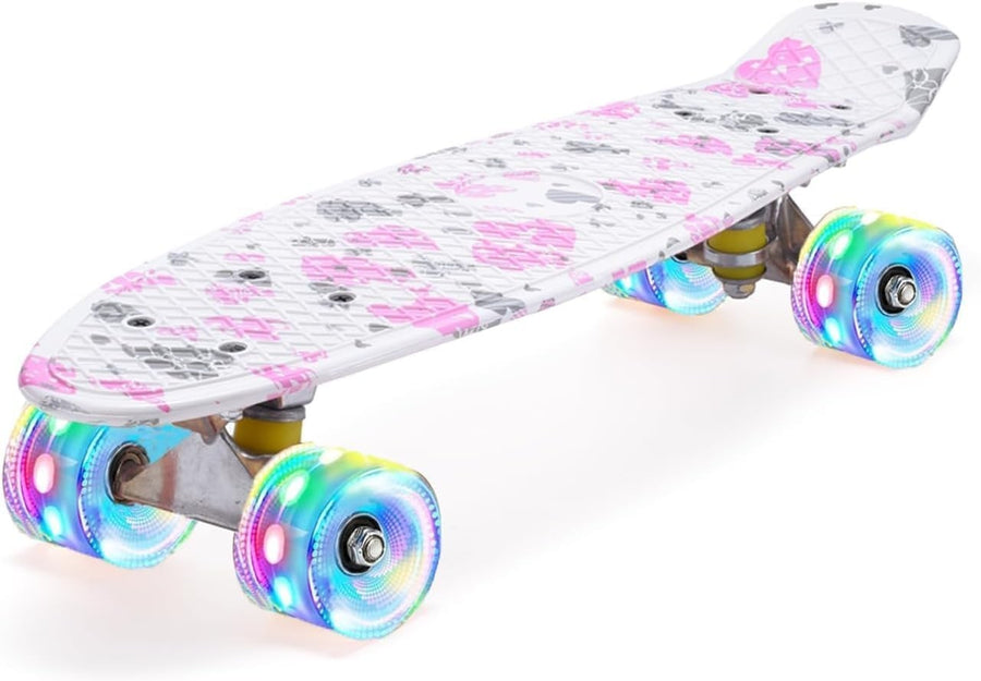 22" Kids Cruiser Skateboard LED Wheels Beginner Complete Skateboard