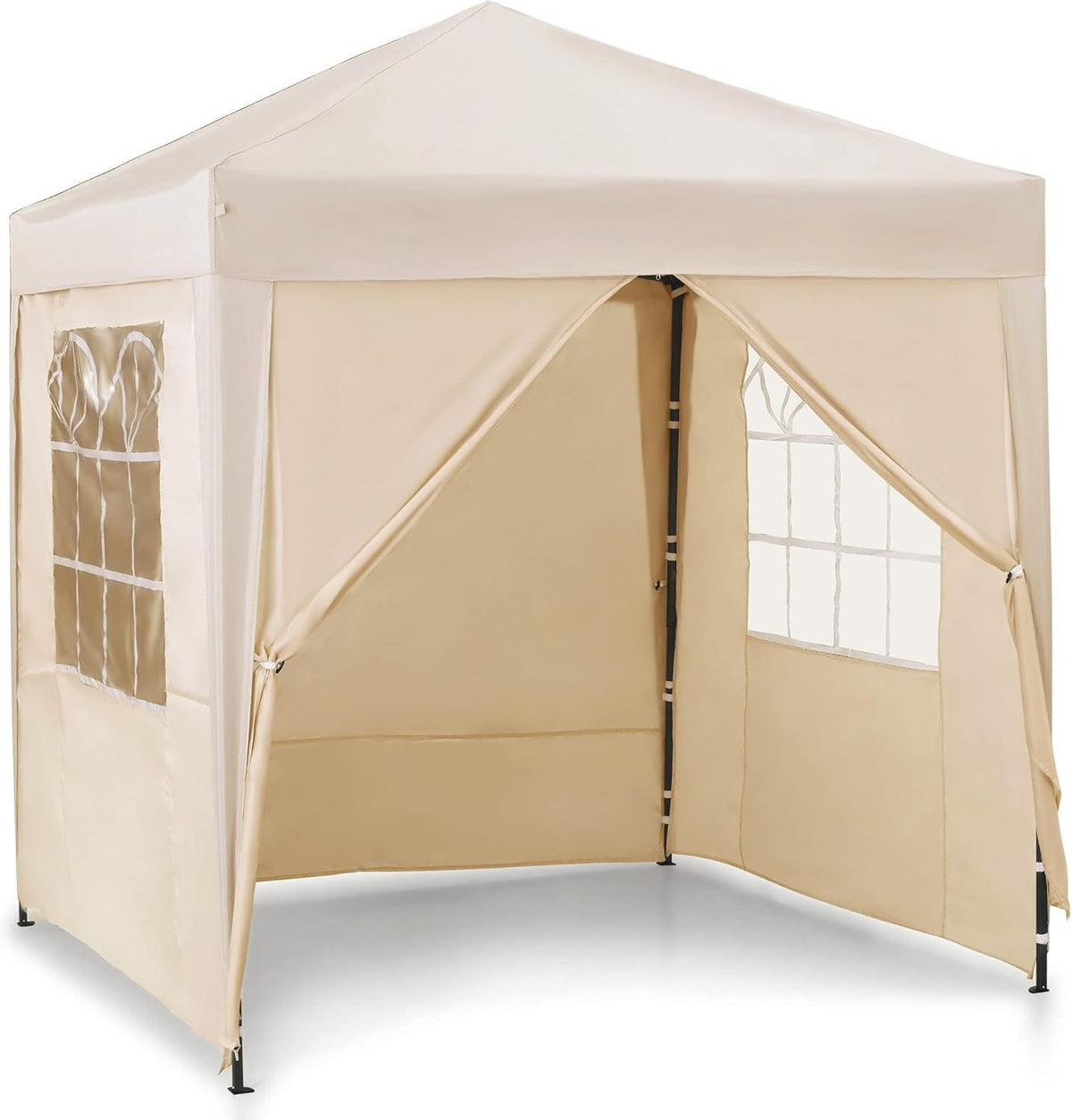 2x2M Ivory Pop Up Gazebo With Removable Sides Waterproof Garden Party Tent