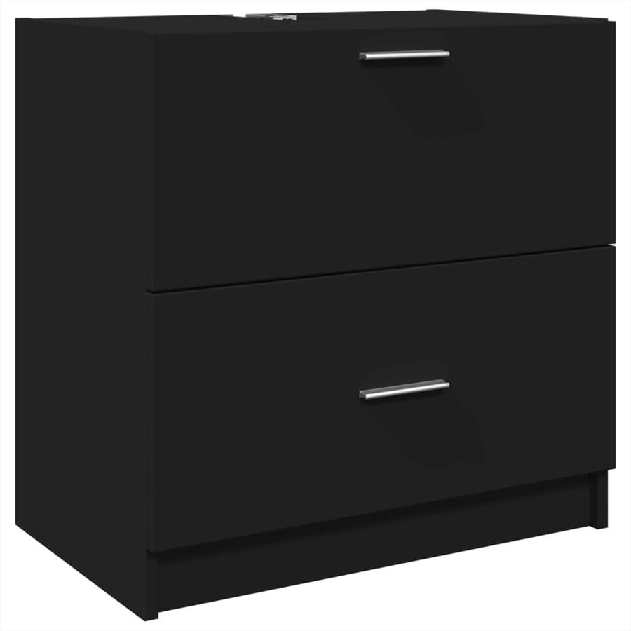Black Under Sink Bathroom Cabinet 59x37x59cm Modern Vanity Storage Unit