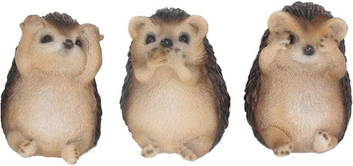 Three Wise Hedgehog Figurines Resin 8.5–9cm Cute Ornament Set Home Decor Gift