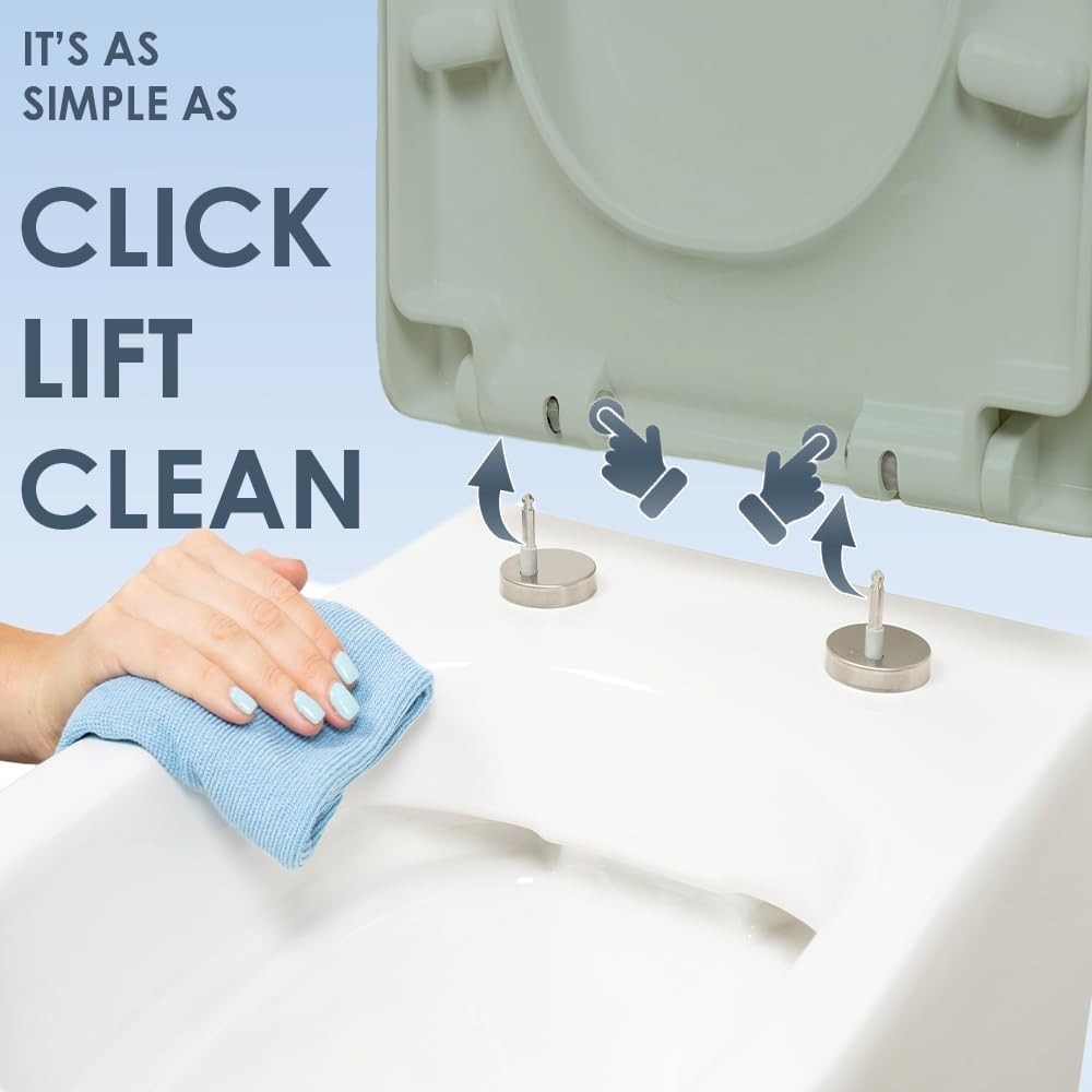Sage D-Shaped Toilet Close Thermoplastic Quick Release Top & Bottom Fix 45x36cm
