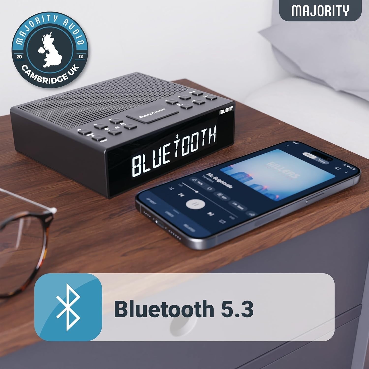 DAB+ FM Bedside Radio Bluetooth Alarm Clock USB High Volume