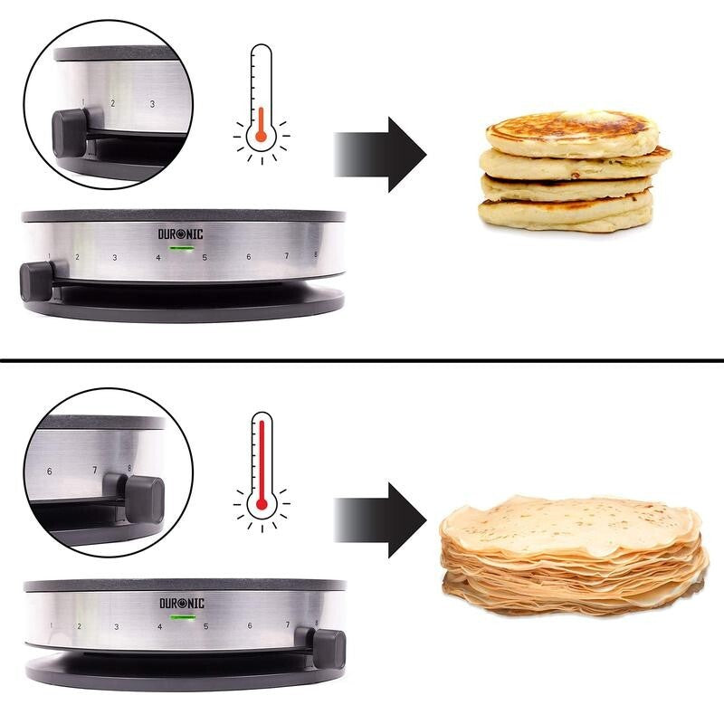 Duronic 1300W Crepe Maker PM131 Non-Stick Pancake Griddle Hot Plate + Utensils