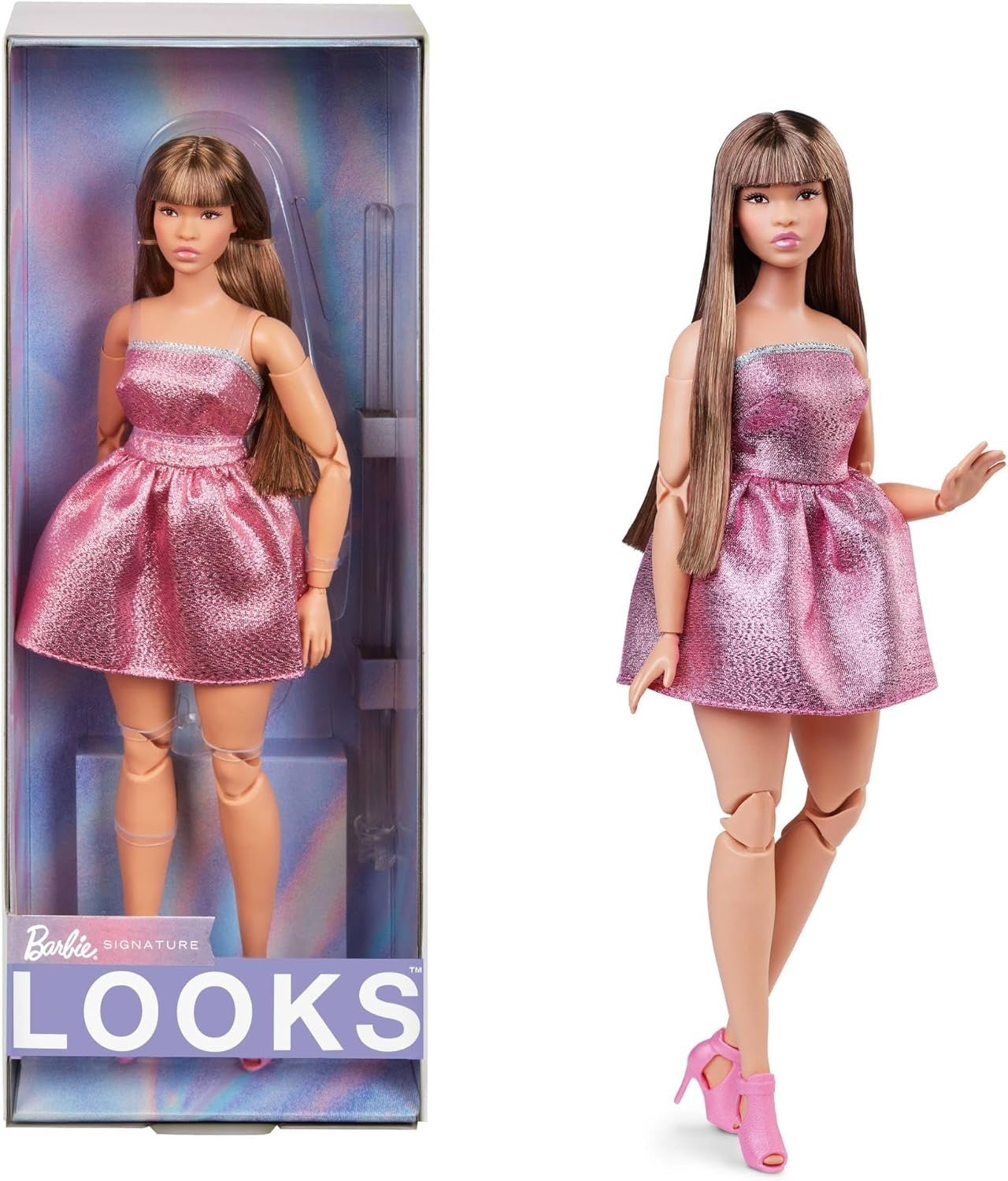 Y2K Collectible Fashion Doll Pink Shimmer Dress Articulated Body