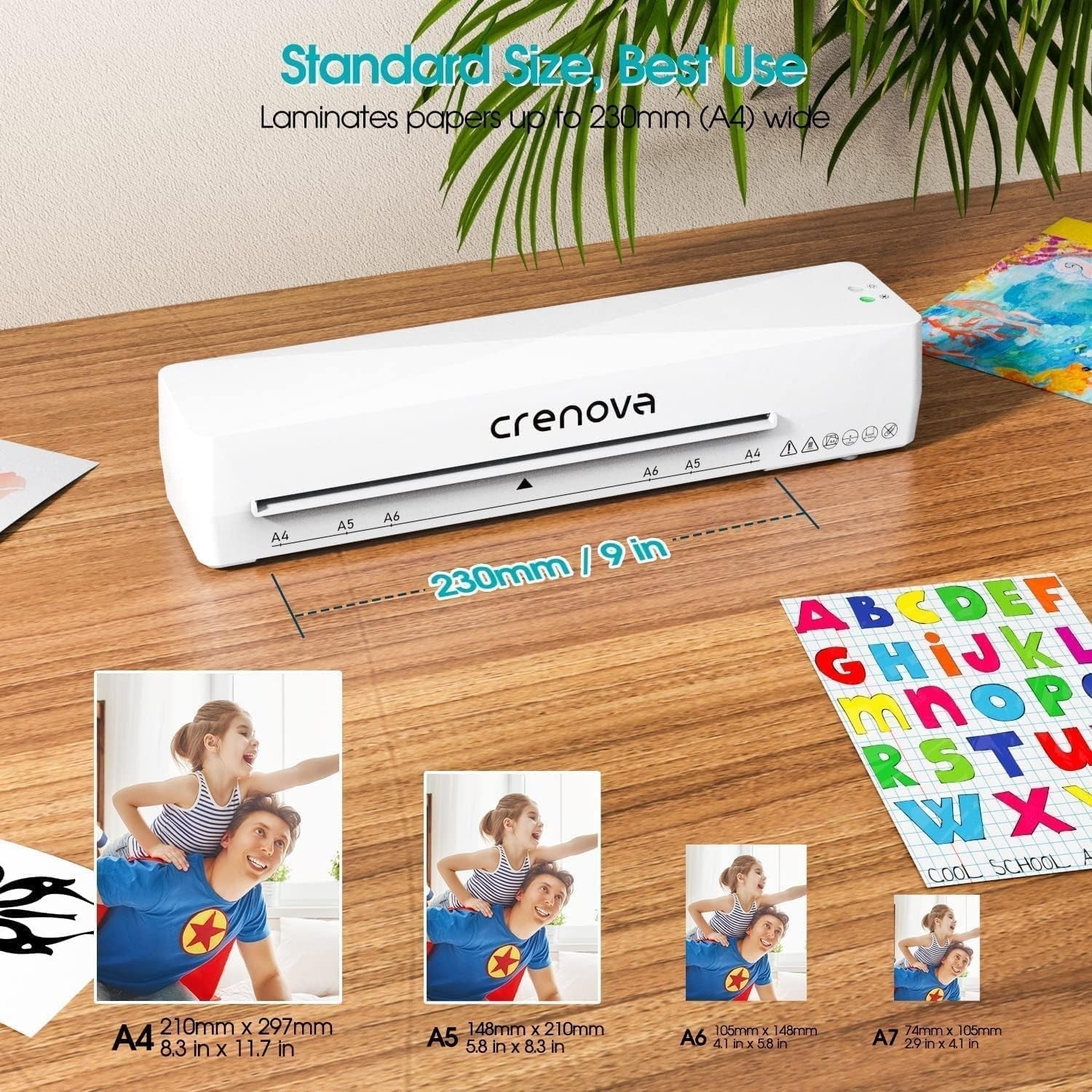A4 Laminator Machine Hot Cold Fast Warm Up Anti Jam + Starter Pouches