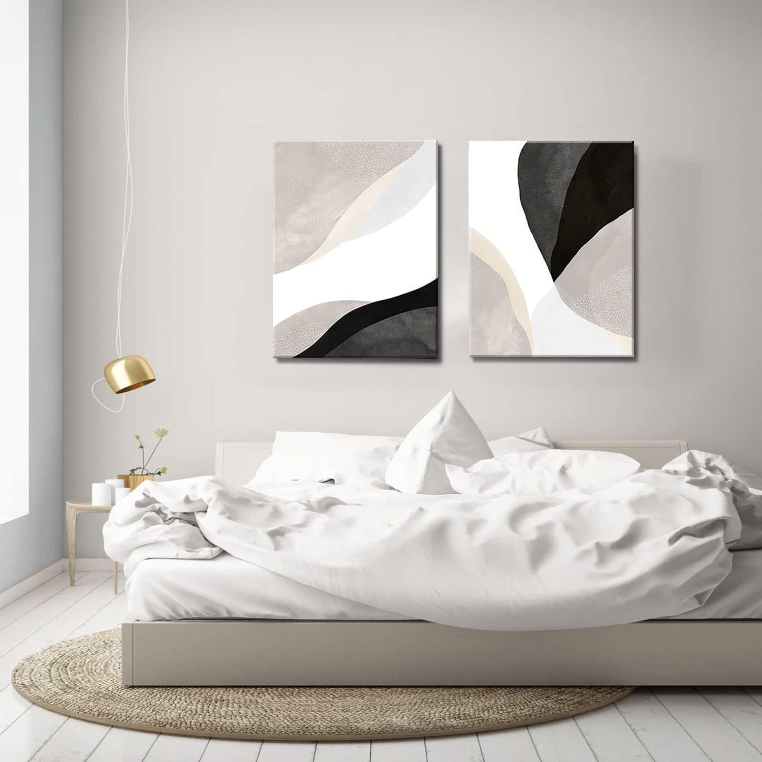 Boho Abstract Canvas Wall Art Set of 2 Framed 16x24