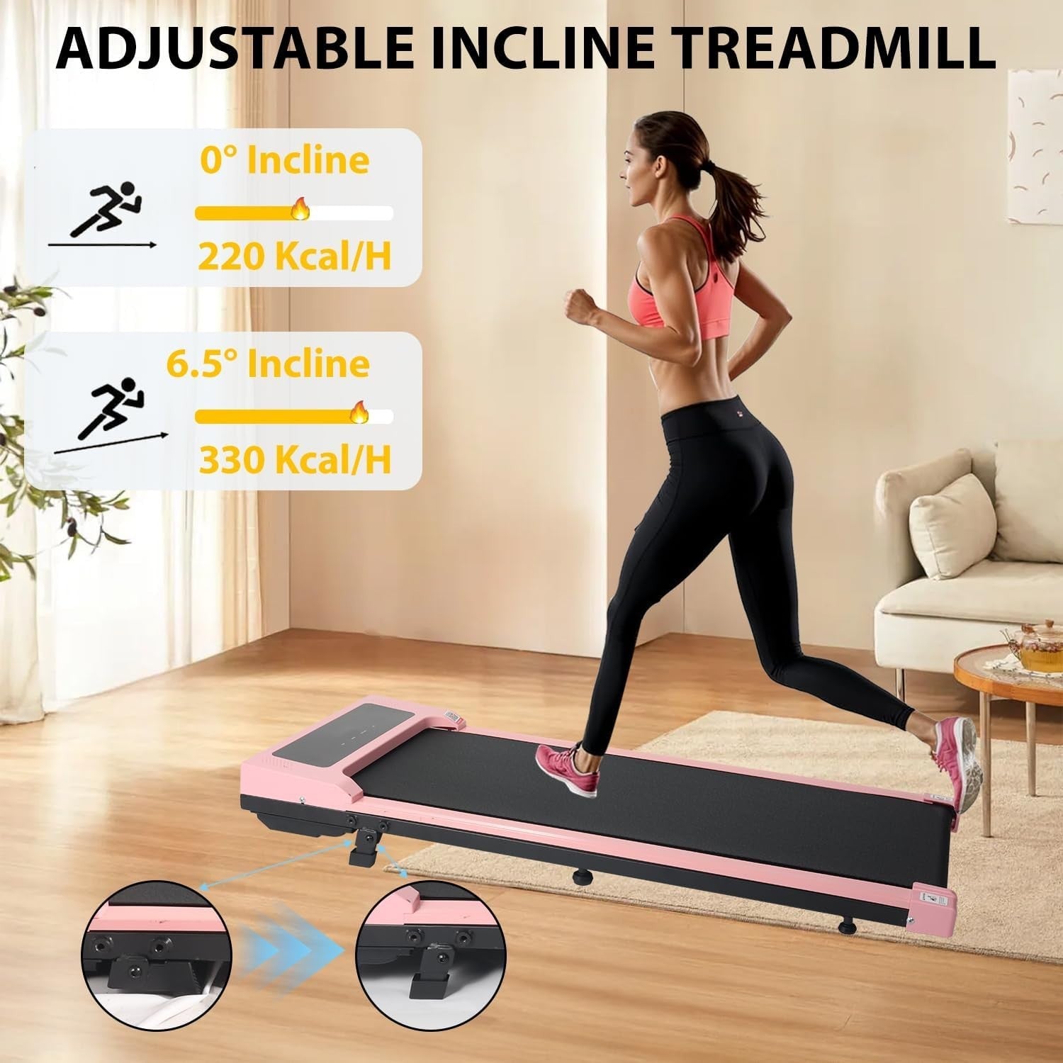 Under Desk Treadmill w/ Incline, Bluetooth Speaker & LED Display, 1-12km/h
