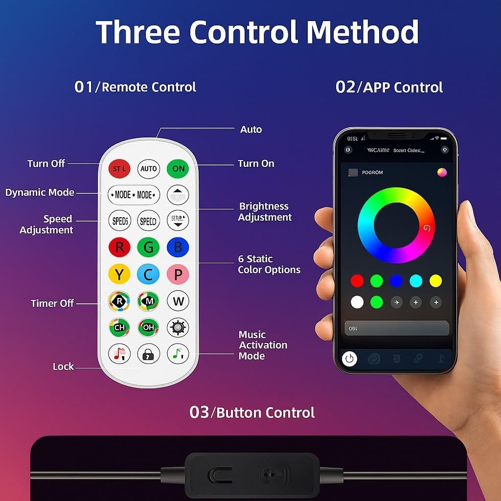 RGBIC Corner Floor Lamp Smart LED Music Sync App Remote Mood Light