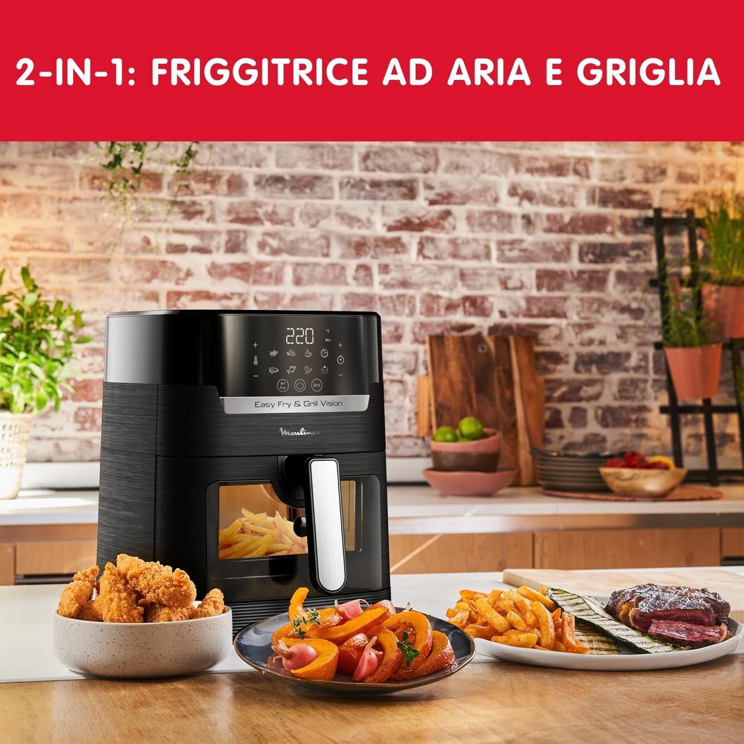 Air Fryer Grill Combo 4.6L Window Touch Screen Extra Crisp Fast Cook