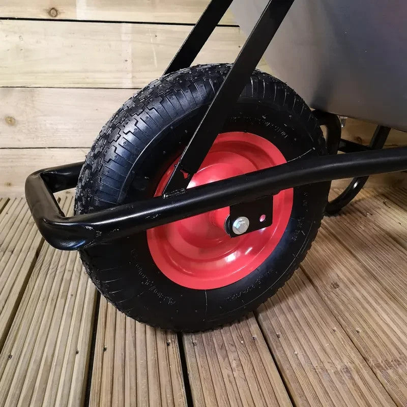 90L Heavy Duty Galvanised Garden Wheelbarrow 150kg Pneumatic Tyre Steel