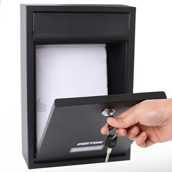 Secure Wall-Mount Mailbox Lockable Waterproof Steel Post Box Large Capacity