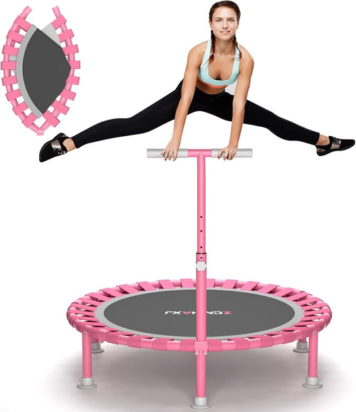 40in Folding Fitness Trampoline Rebounder Adjustable Handle 440lb