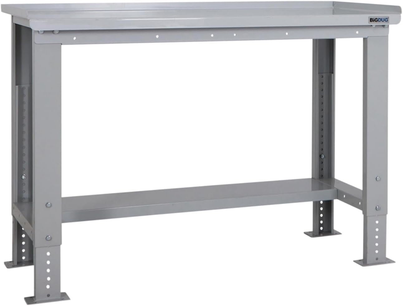 Adjustable Heavy Duty Workbench 600kg Steel Top with Shelf 1215mm x 600mm
