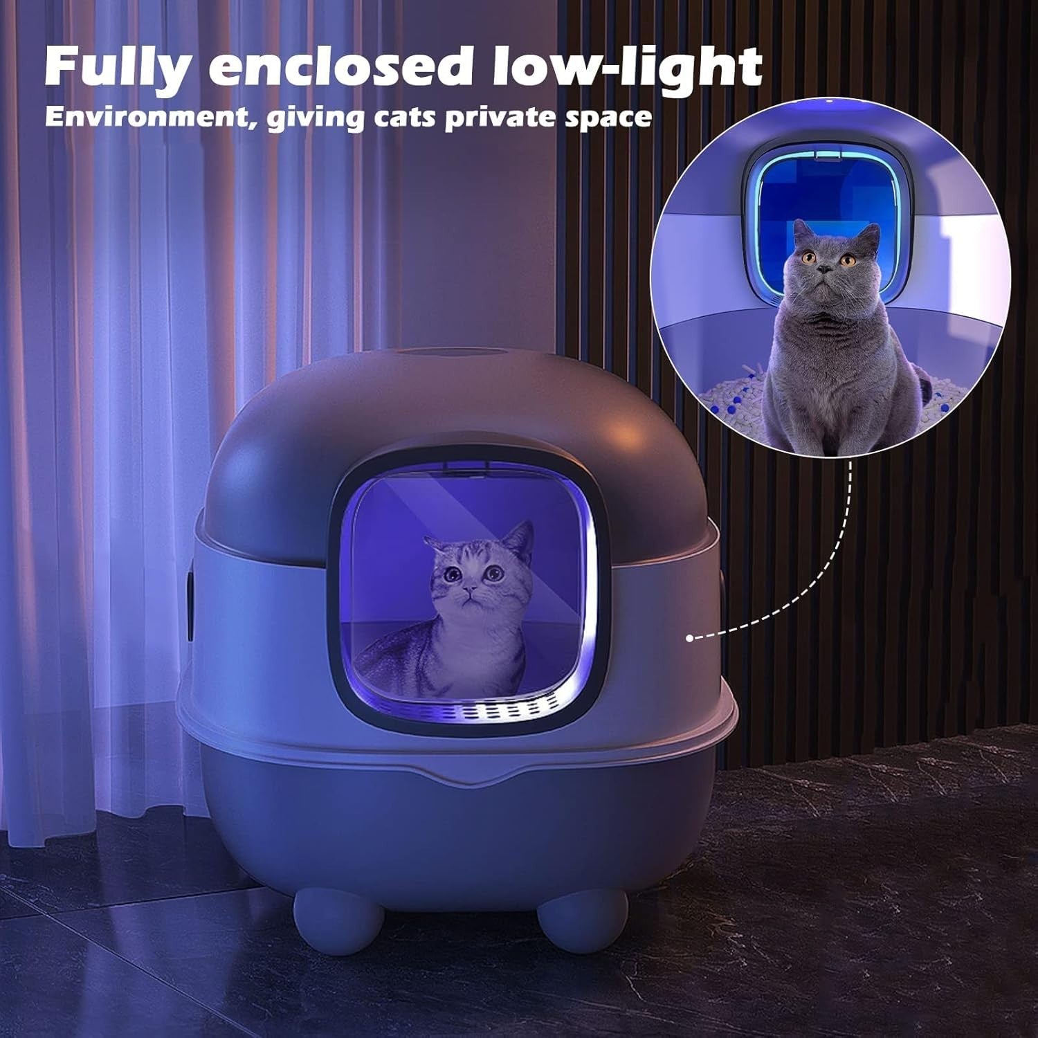 XL Enclosed Cat Litter Box Odor Control Foldable Covered Tray Grey