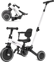 6 in 1 Foldable Toddler Tricycle Push Bike Adjustable Handle 1-4 Years