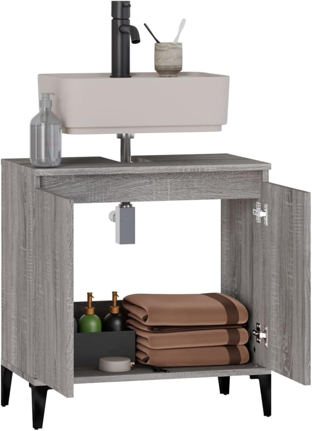 Grey Sonoma Bathroom Sink Cabinet | Modern Under Sink Storage 58x33x60cm