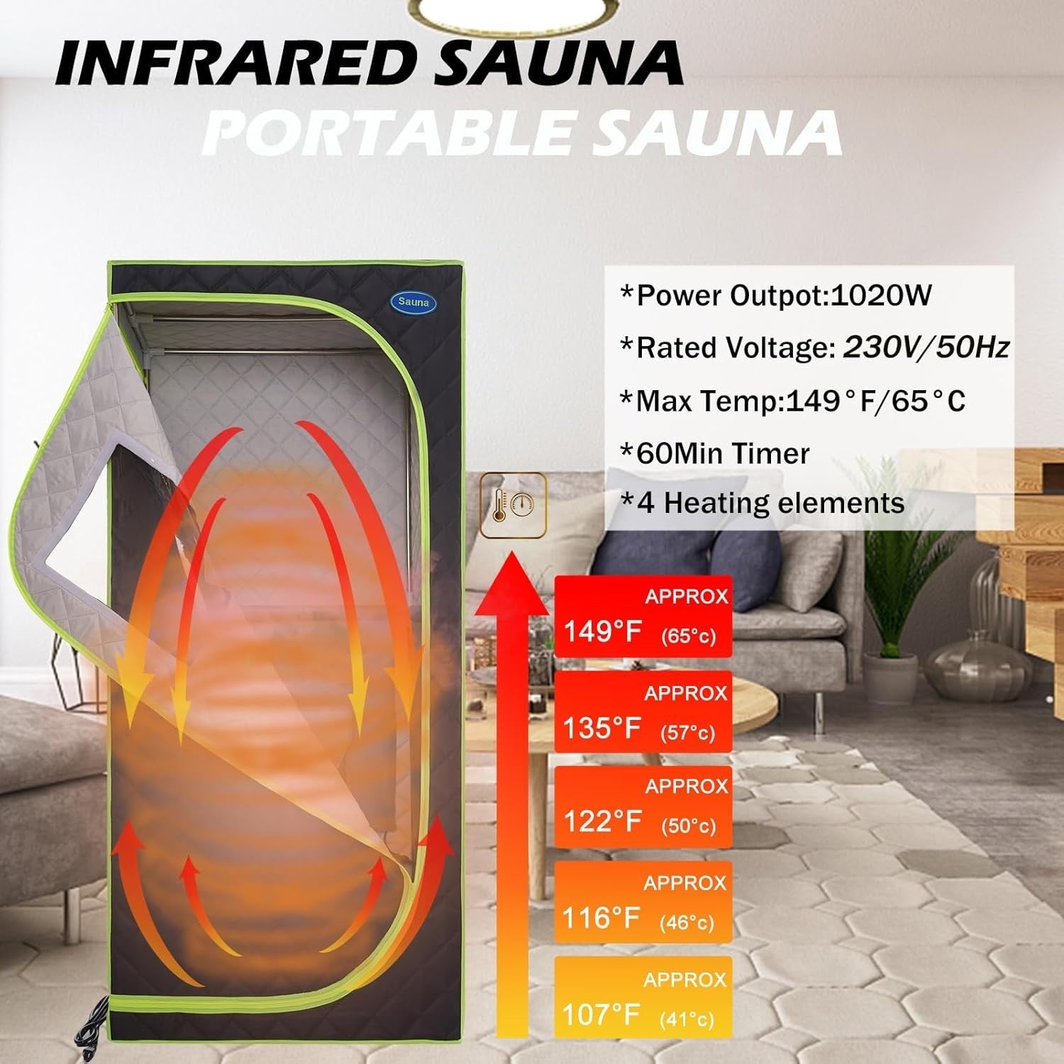 Portable Infrared Sauna Tent w/ Heated Foot Pad & Chair – Home Spa Detox
