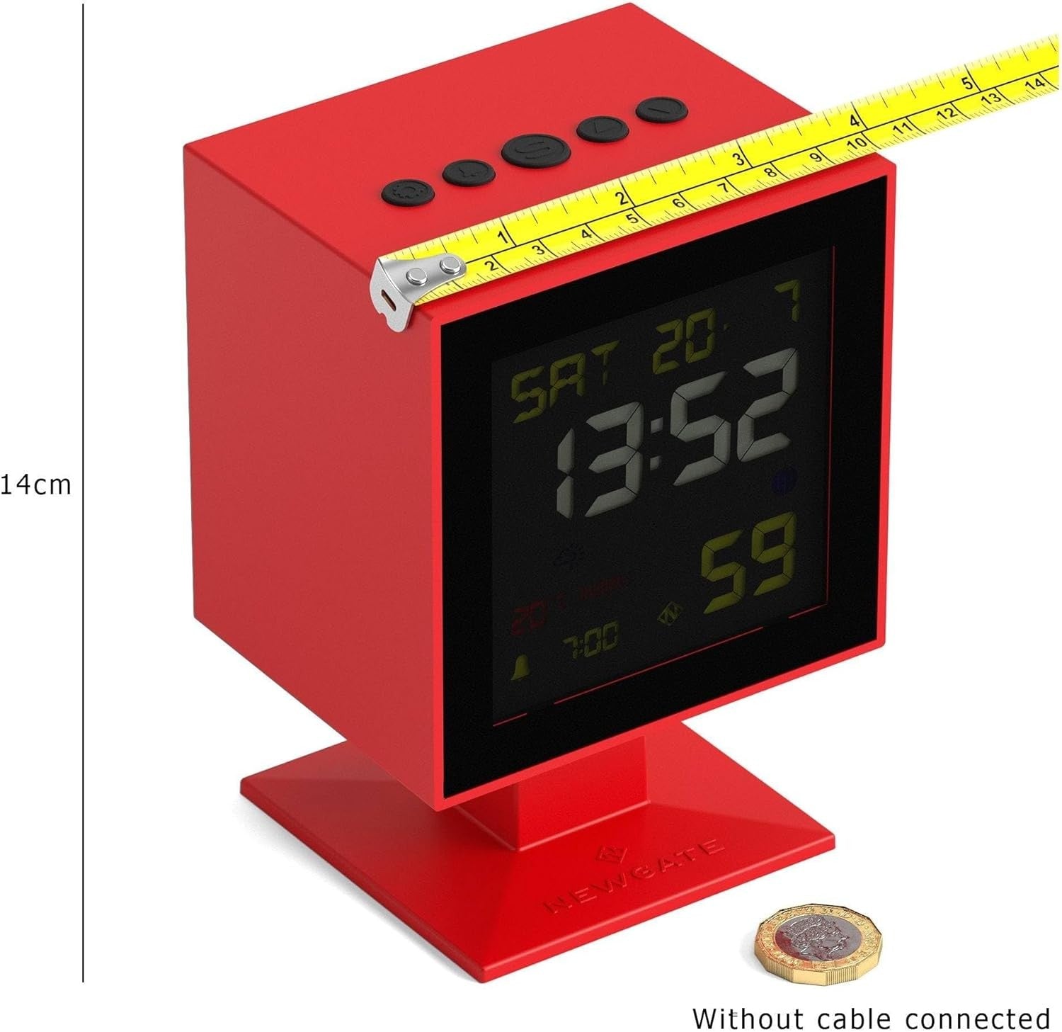 Large Digital Alarm Clock Red Retro Square LCD Desk Bedside Time Display