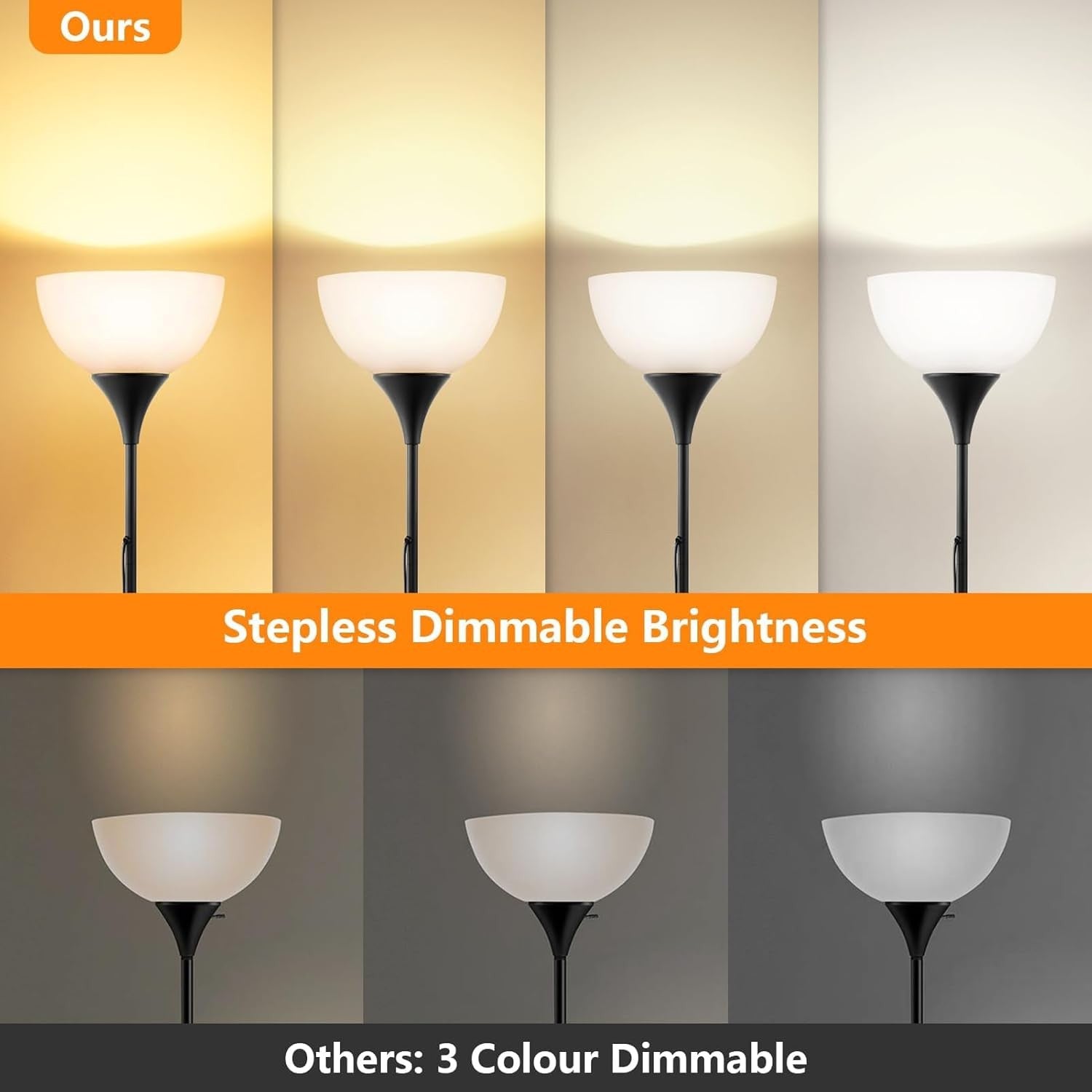 Dimmable Floor Lamp Remote Control Uplighter Standing Light Living Room