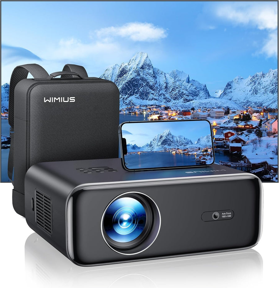 1080P WiFi 6 Bluetooth Projector Auto Focus 4K Support 300in Zoom