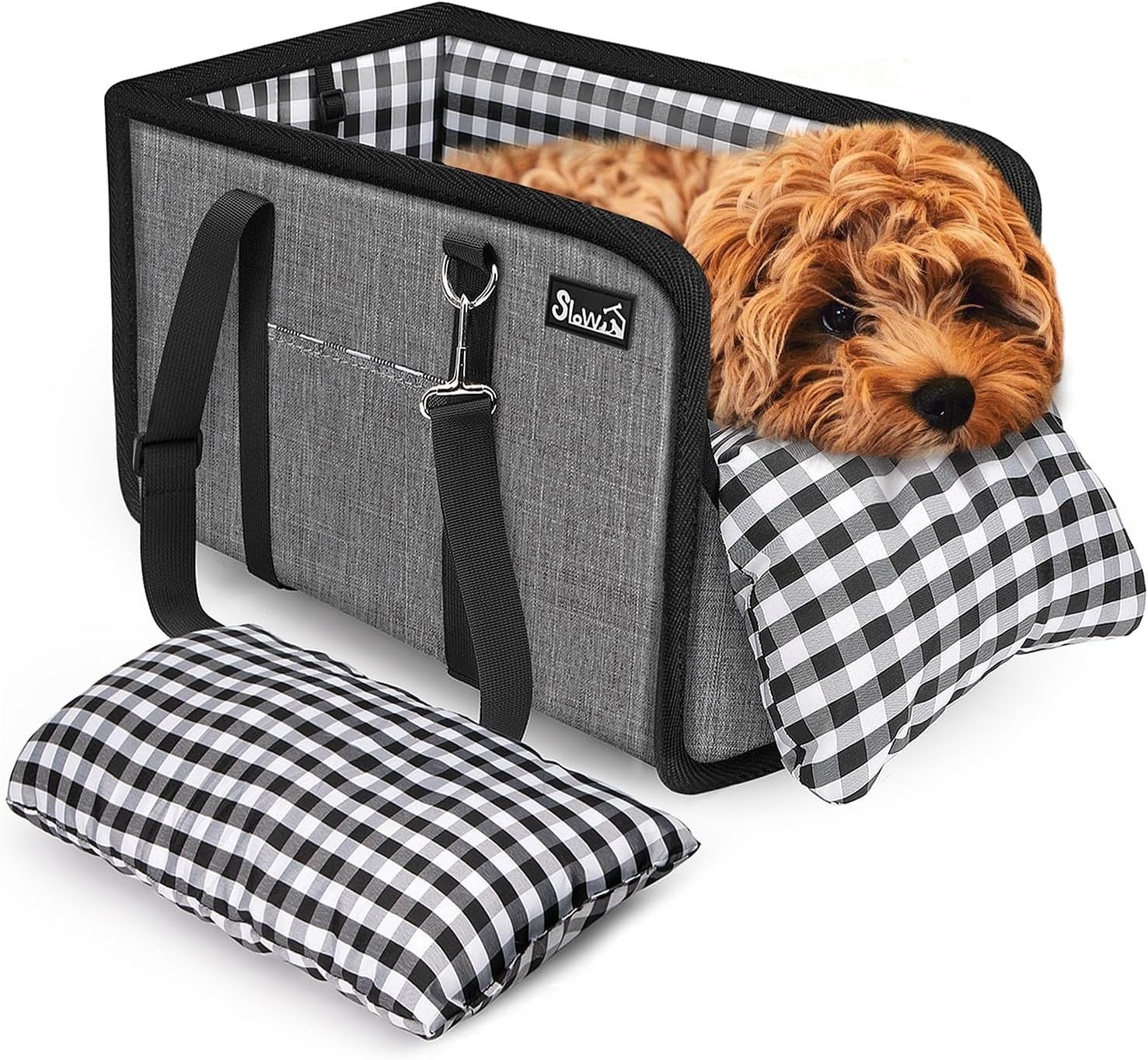 Console Dog Car Seat Booster Carrier Pet Travel Bed Safety Belt Small Dog