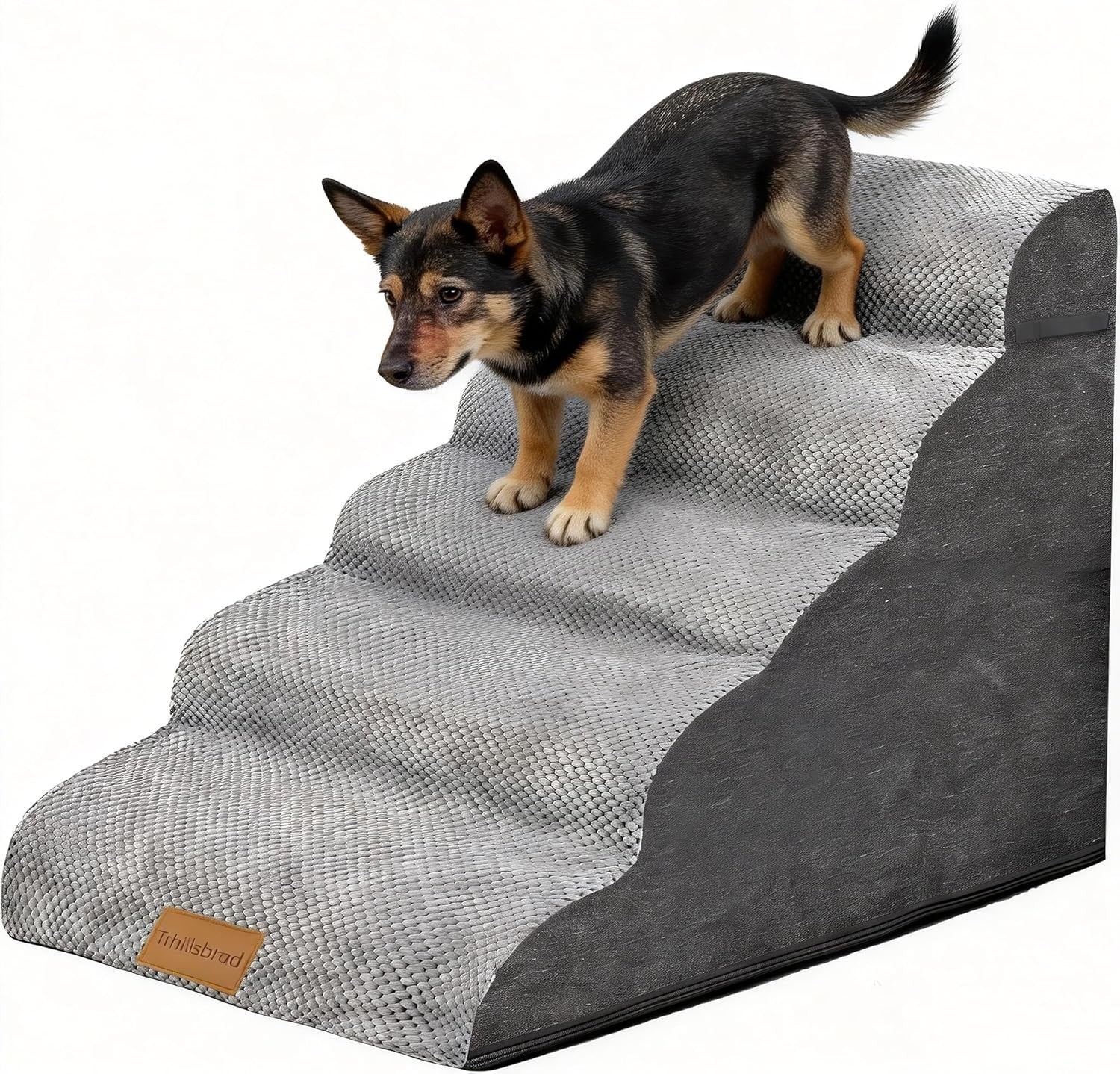 Wide Dog Stairs 5 Step Foam Pet Ramp 87x40x62cm Non Slip