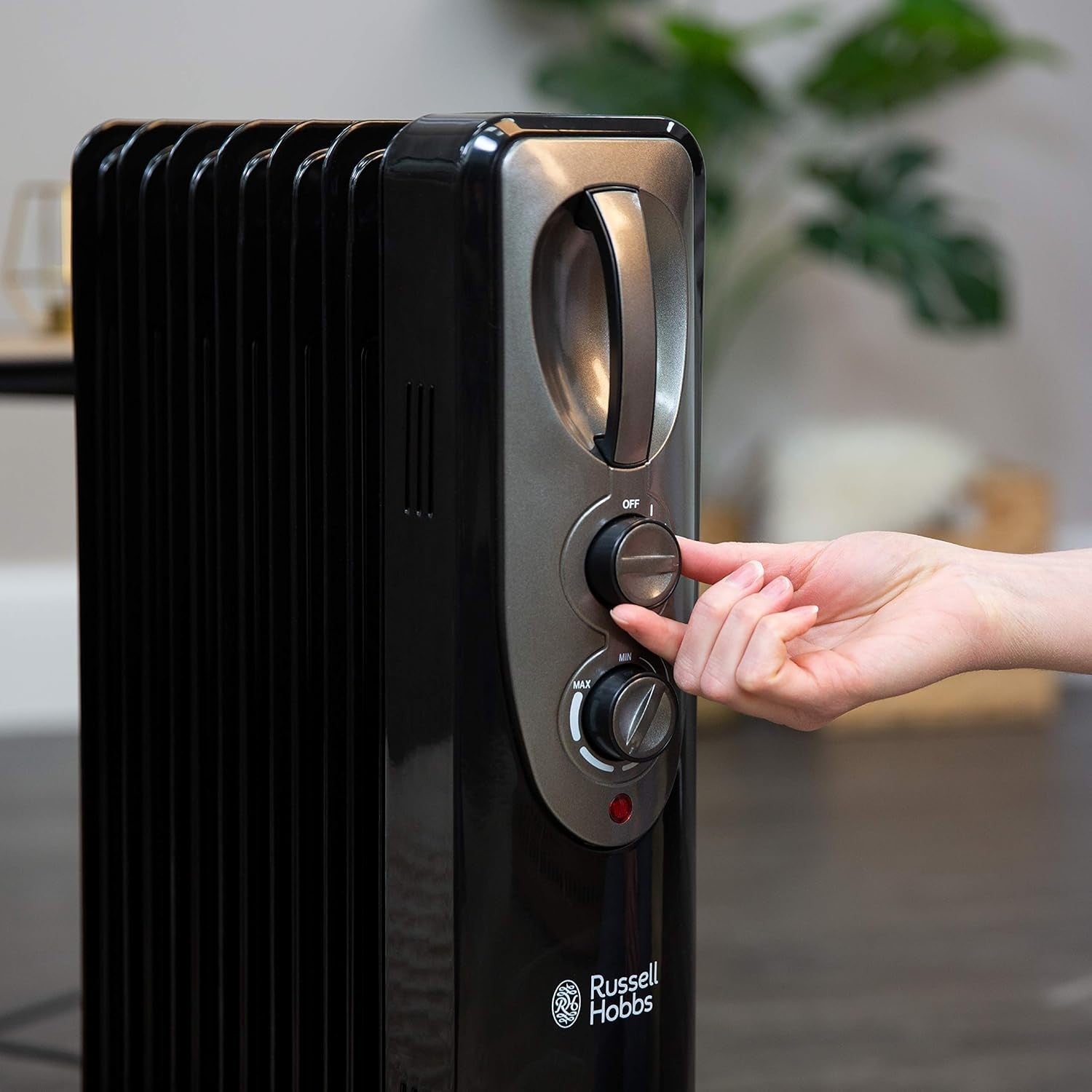 1500W Oil Filled Radiator Heater 7 Fins Portable Adjustable Thermostat
