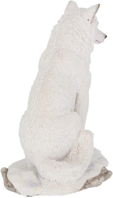 White Wolf Figurine 24cm Resin Ornament Nordic Animal Statue Hand Painted Decor