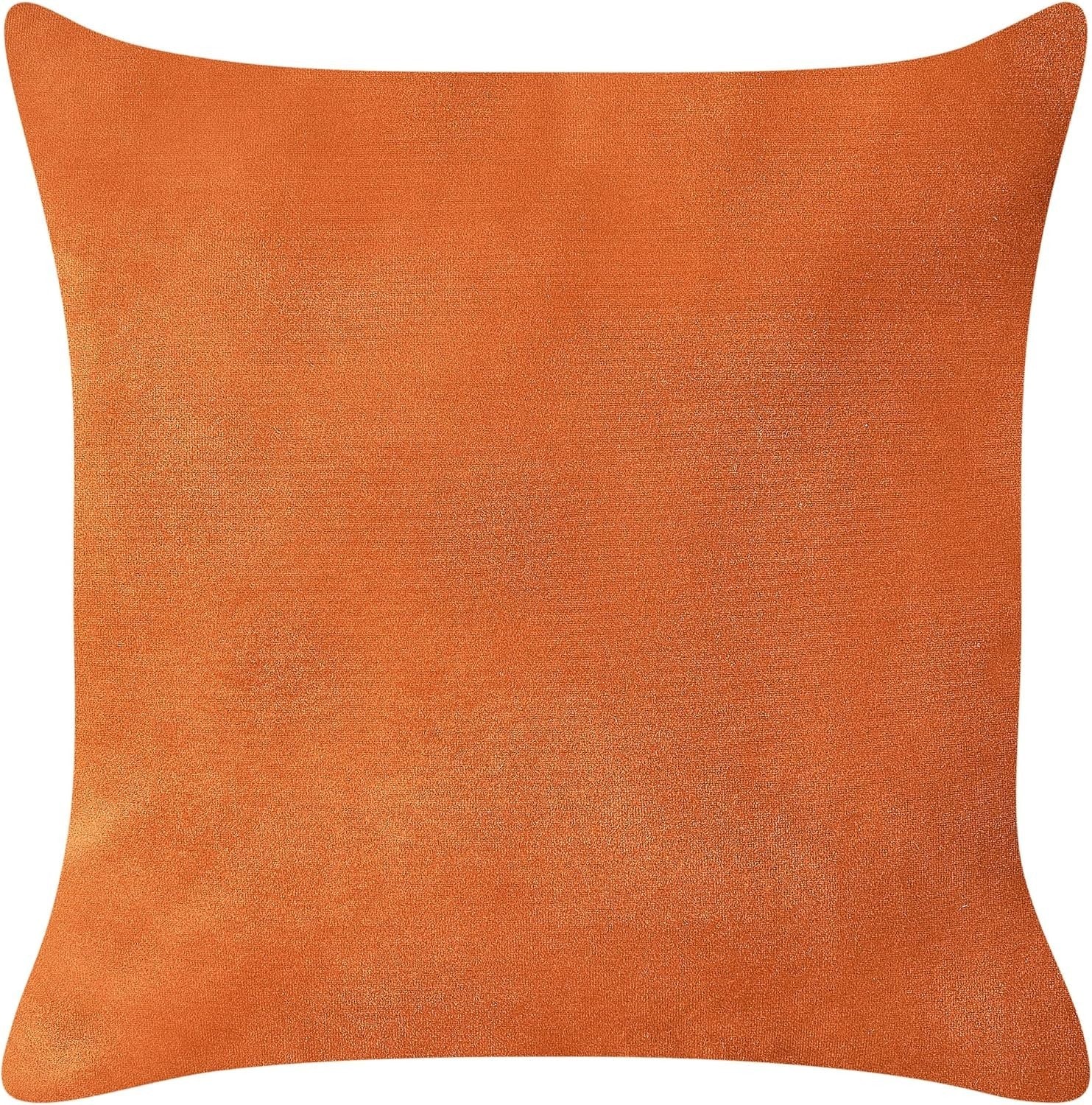 Right Hand Velvet Chaise Lounge Orange with Dark Wood Legs & Throw Pillows