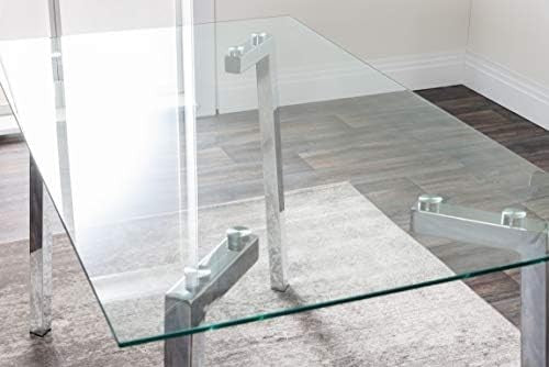 Modern Chrome & Glass Dining Table 130x75cm Rectangular Stylish Design