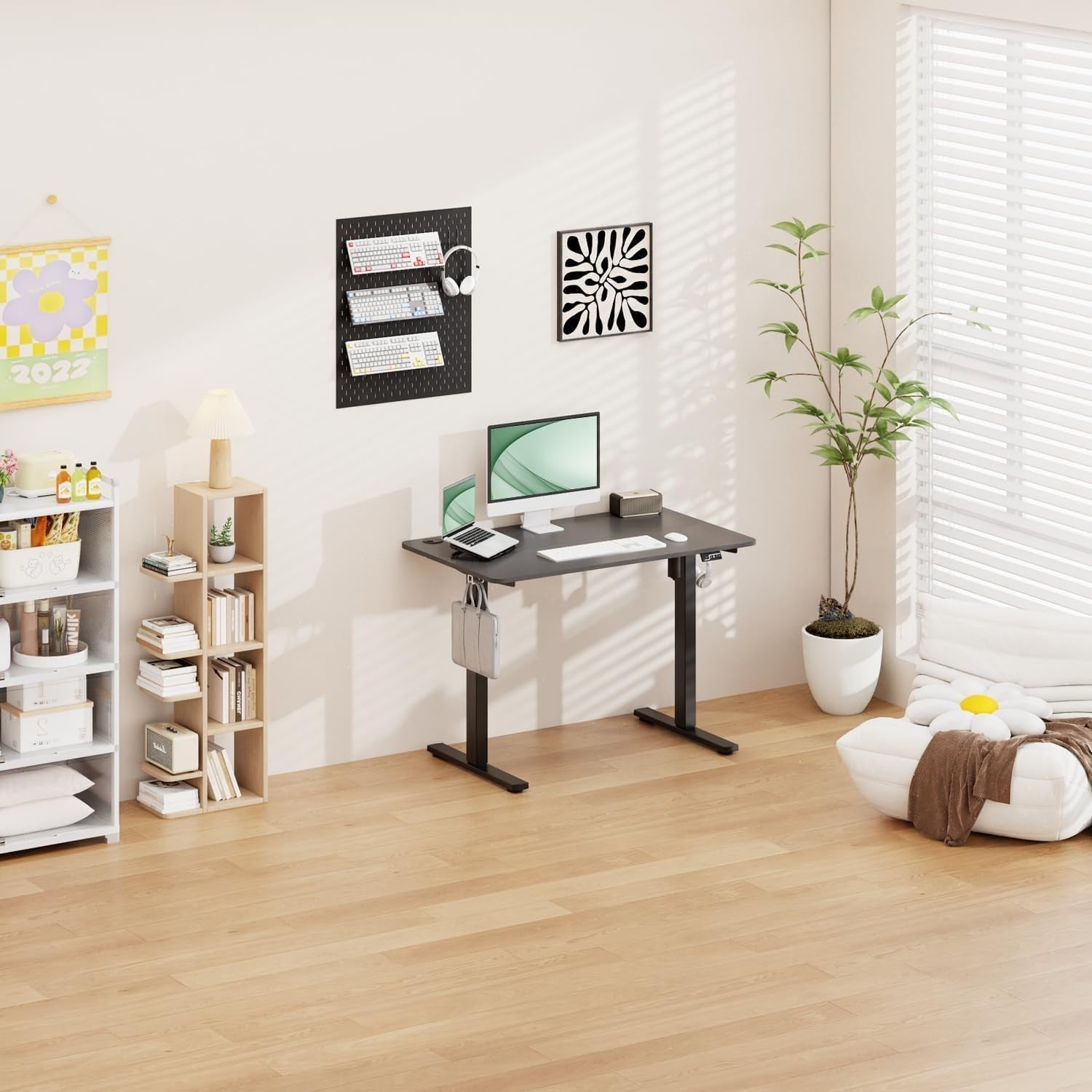 Flamaker 100x60cm Electric Adjustable Desk | Black Sit Stand Office Table