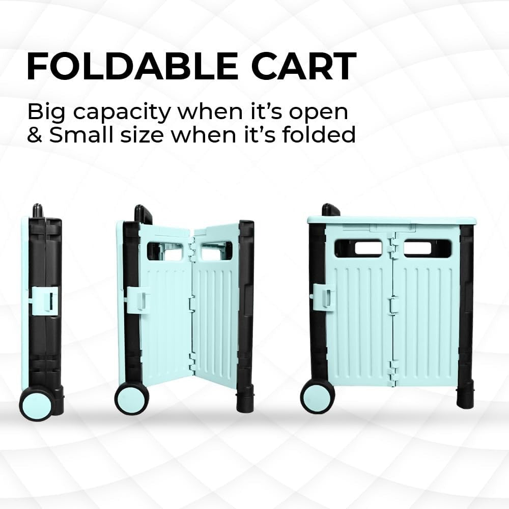 Lightweight 60L 4-Wheel Foldable Trolley for Groceries & Laundry