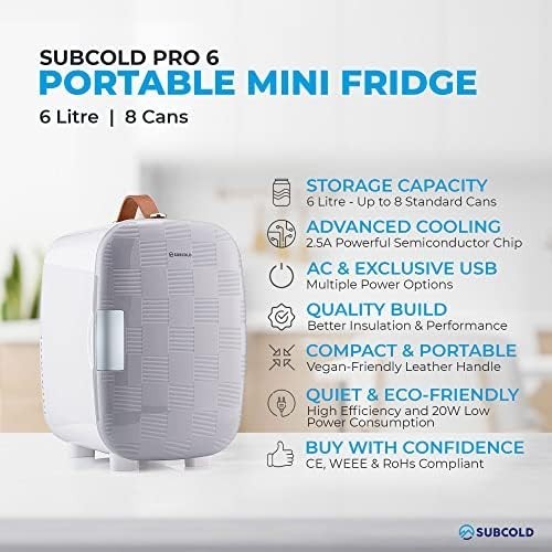 6L Mini Fridge Cooler USB & AC Portable for Bedroom Office Car Grey