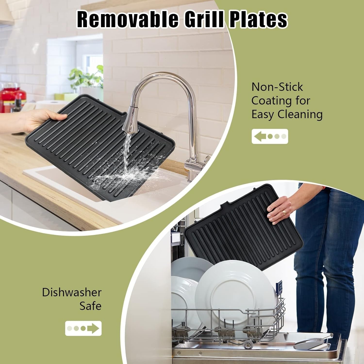 3-in-1 Panini Maker Sandwich Grill 1200W Adjustable Plates Timer 4H