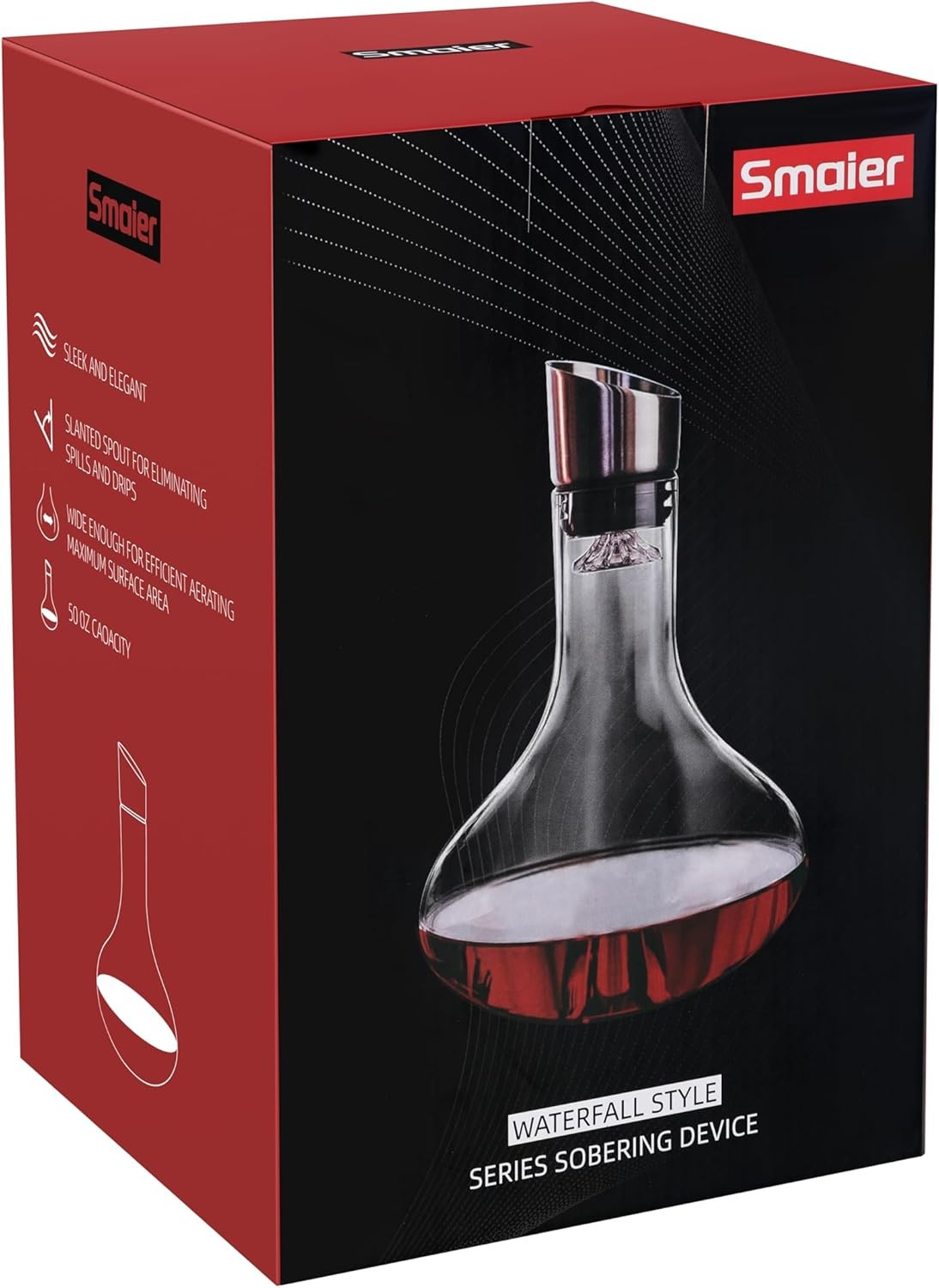 Wine Decanter with Aerator 1.5L Crystal Glass Carafe for Red Wine Gifts