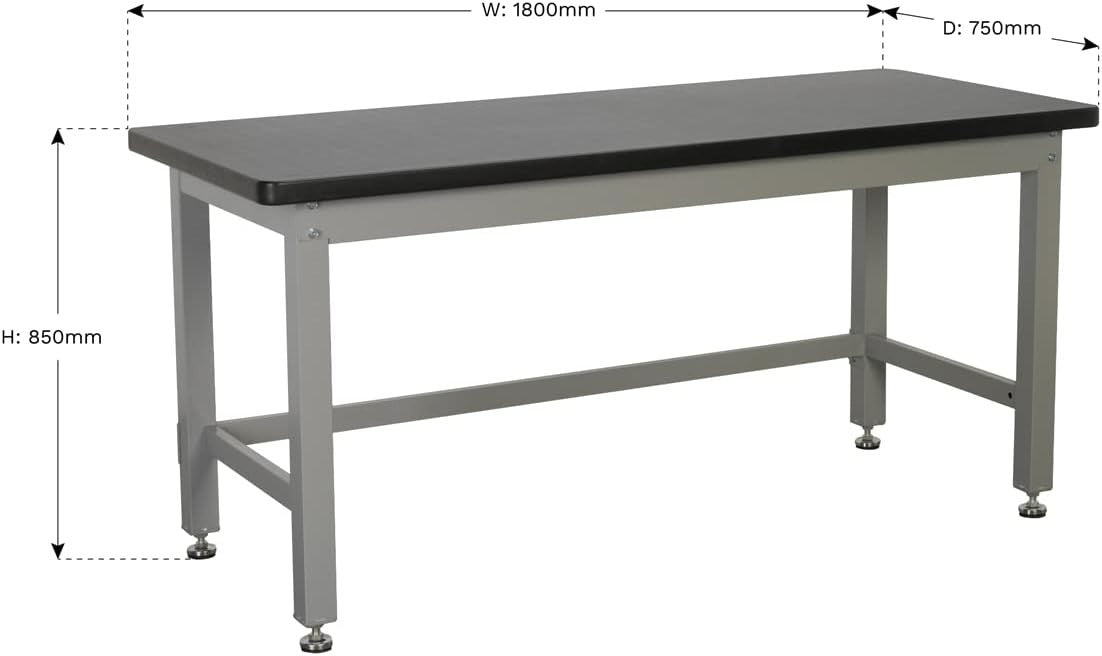 Heavy Duty 1.8m Steel Workbench 1000kg Capacity Adjustable Industrial Table