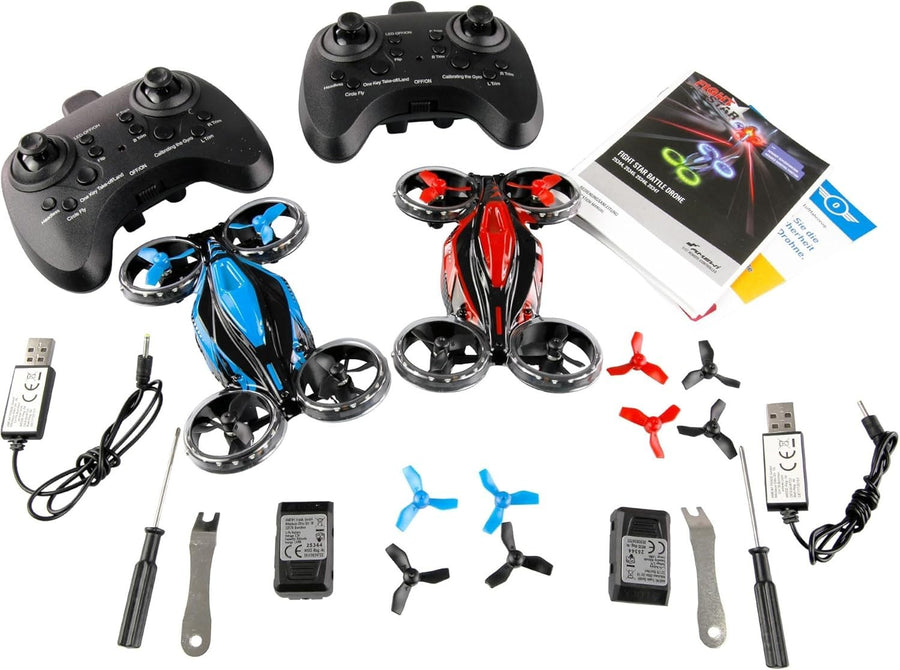 Battle Drone Set RTF Dual Mode Red & Blue 2-in-1 Hover & Flight Toy 720P Kids